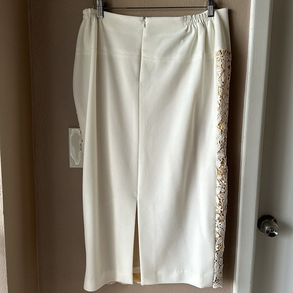 Vintage BEN MARC Cream Overlay Fitted Midi Skirt - Picture 6 of 6